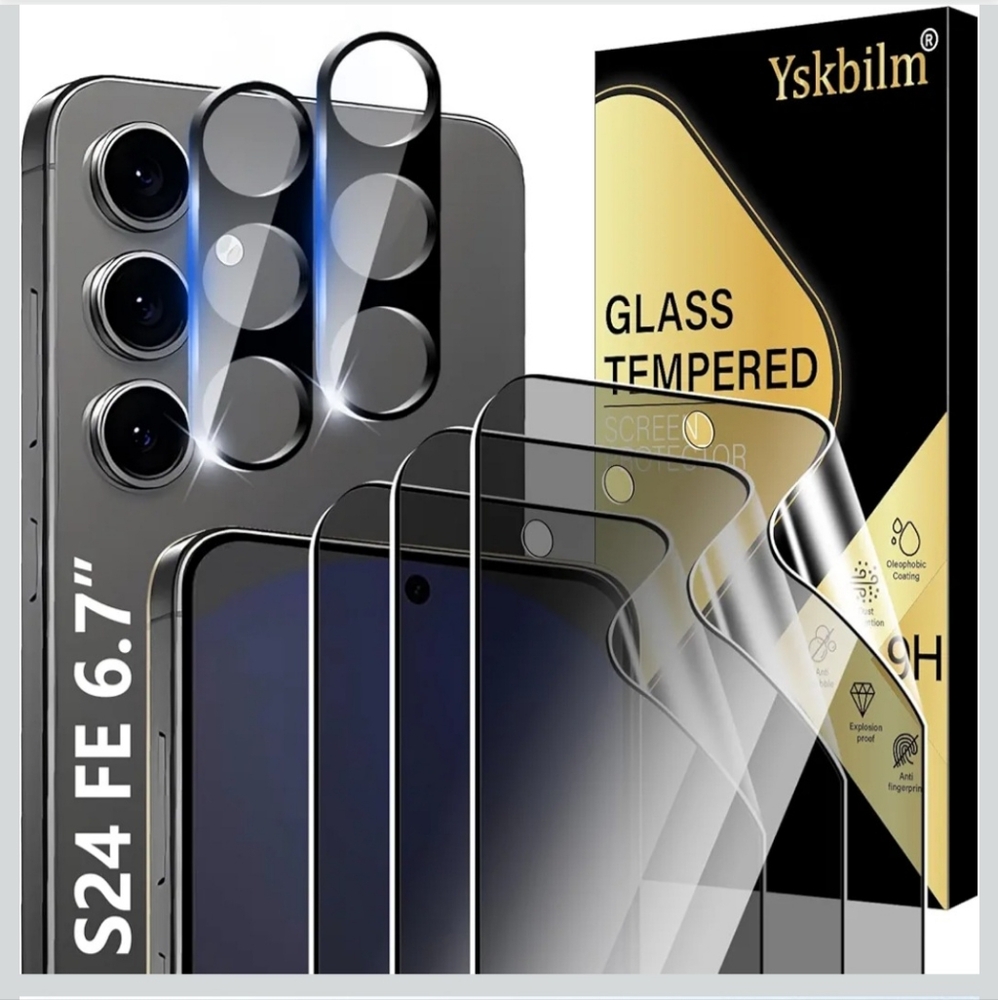 Black Tempered Glass Screen Protector for S24 FE 6.7"